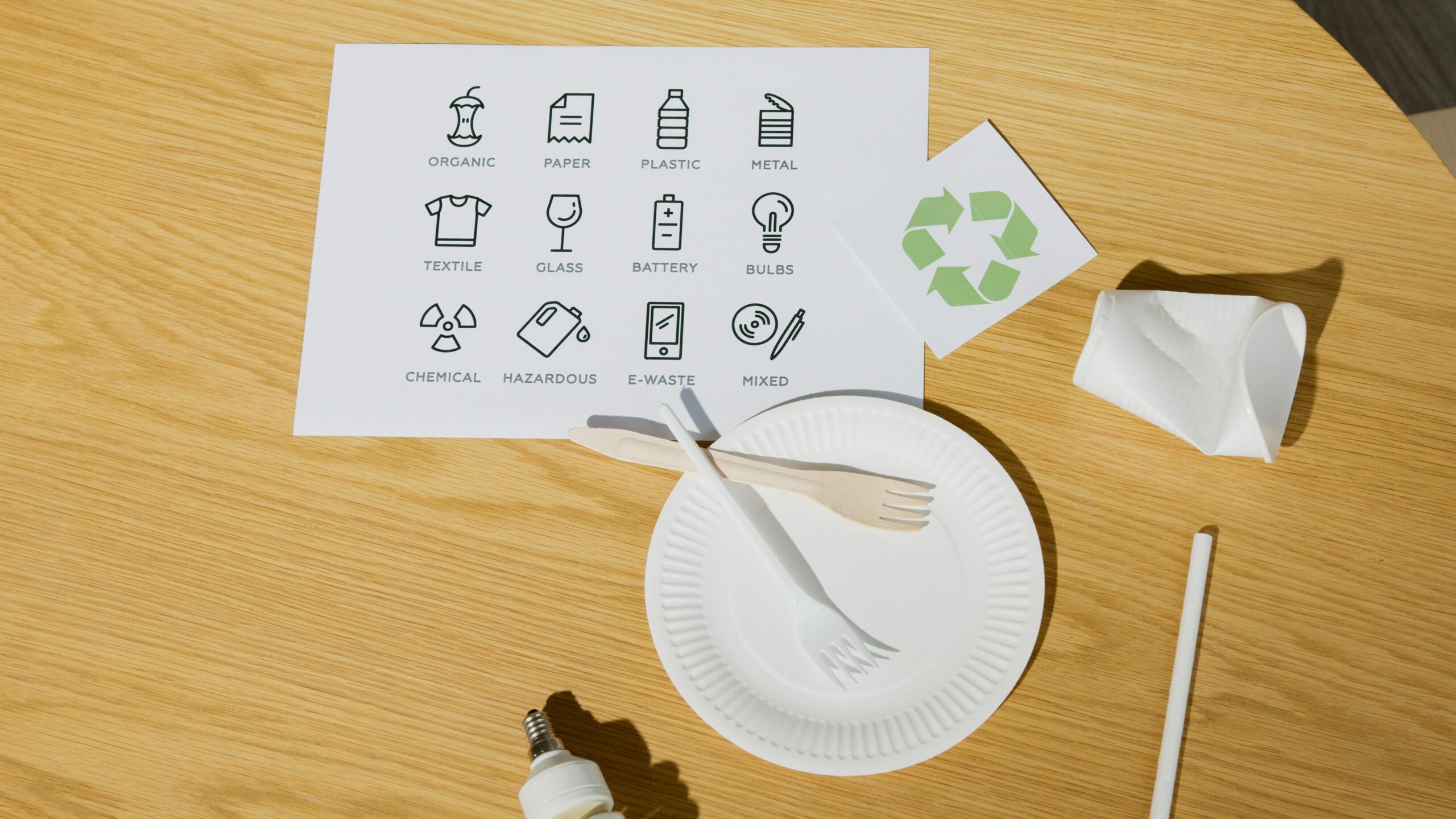 A flowchart comparing different types of eco-friendly materials like bamboo, cork, and recycled metal