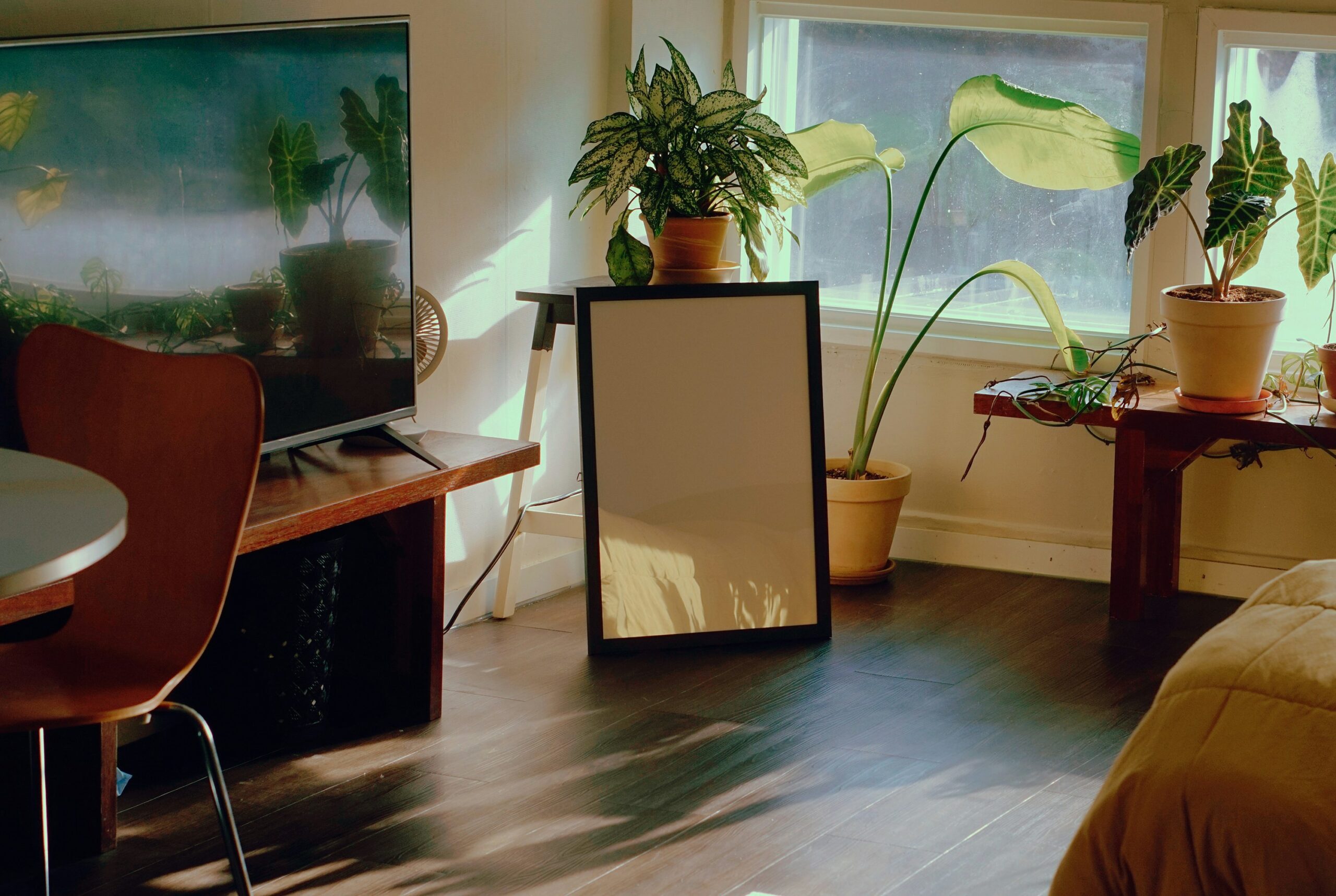 A person measuring their living room dimensions for smart furniture placement