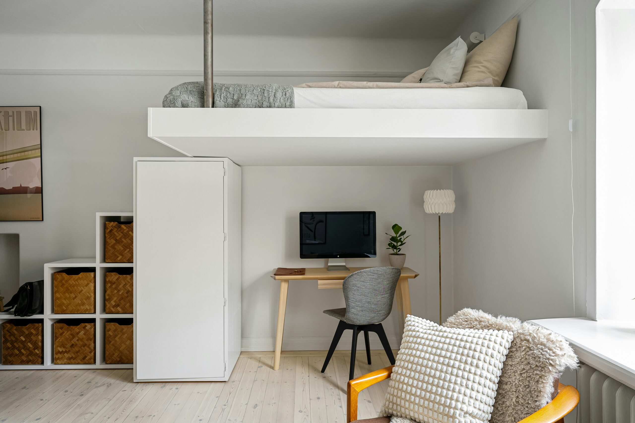 A small apartment filled with bulky furniture highlighting inefficiency.