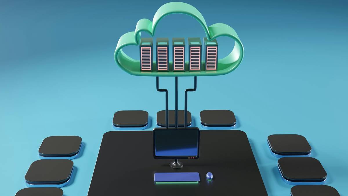 Illustration showing smart furniture connected via cloud